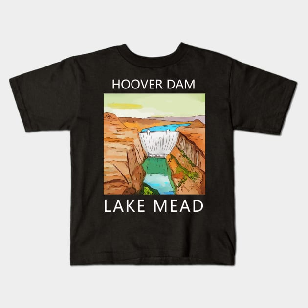 Hoover Dam Lake Mead Kids T-Shirt by WelshDesigns